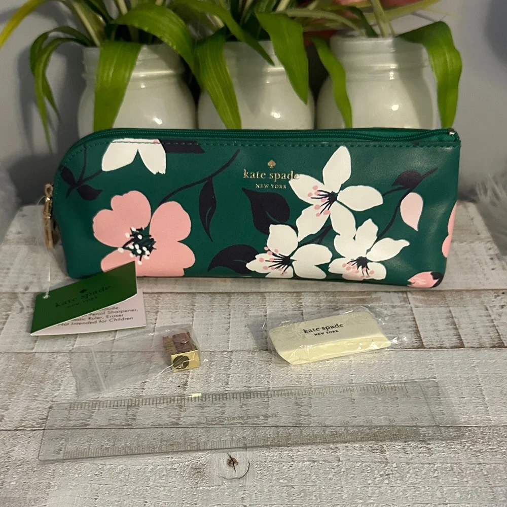 Nwt Kate spade floral pencil case set